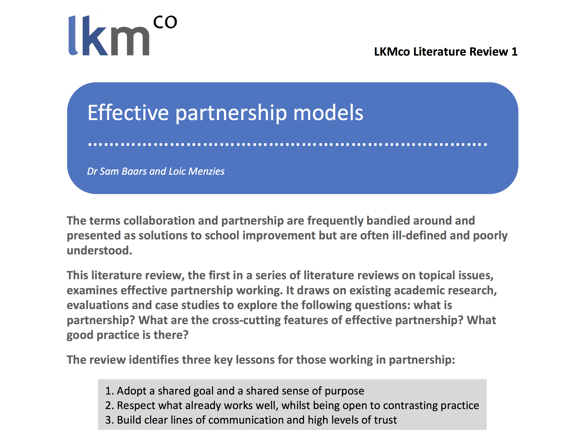 Effective Partnership Models   CfEY